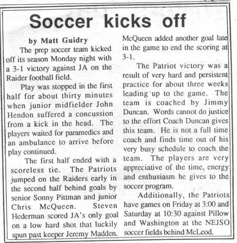 FROM THE ARCHIVES – Vol. XXI, No. 3 (Dec. 14, 1990): “Soccer Kicks Off”