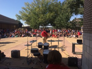 Wesley Roberson serenades the student body with "Hey Soul Sister"