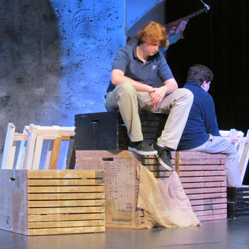 John William Creel (left) and Lawson Marchetti (right) practice a scene from the one-act. Photo courtesy of Mr. Kenneth McDade.