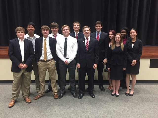 Students at the Oak Grove tournament (left to right): Stewart McCullough, Jack Zhu, Jacob Beard, David Banks, Reed Peets, Mitch Boulanger, George B Fike, Seth Lenoir, Lily Garretson, Chloe Fortner, Lauren Williams, Marina Joel. Not Pictured: Hunter Bryson and Anna Kat Ireland. Photo courtesy of Richard Younce.