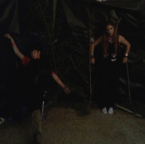 Juniors Jack Young and Eliza Brantley in the "Children of the Corn" section of the maze. Photo by John Keeler
