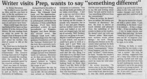 FROM THE ARCHIVES (Vol. IXX, No. 2 - Nov. 11, 1988): Writer visits Prep, wants to say something different