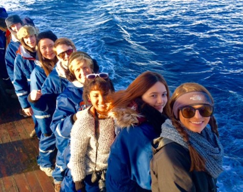 The Prep group bundled against the cold in the Arctic Ocean. Photo courtesy of Ms. Norma Cox.