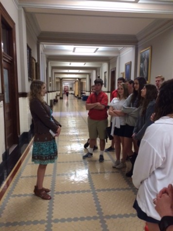 Prep alum Catherine Wilks conducts current Prep students on a tour of the Capitol. Photo courtesy of Ms. Lou Ann McKibben.