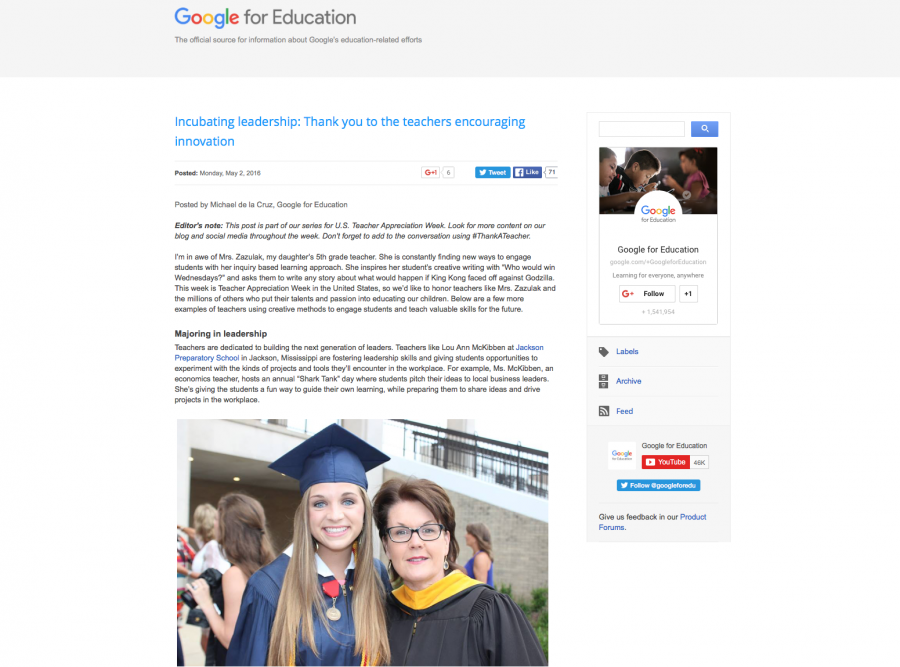 Ms. McKibben Honored by Google for Education