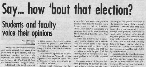 FROM THE ARCHIVES (Vol. XXXI, No. 3 – November 2000): “Say…how ’bout that election?”