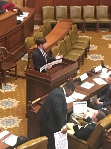Rep. Robert Wasson makes a point in the House chamber of the Mississippi Capitol.