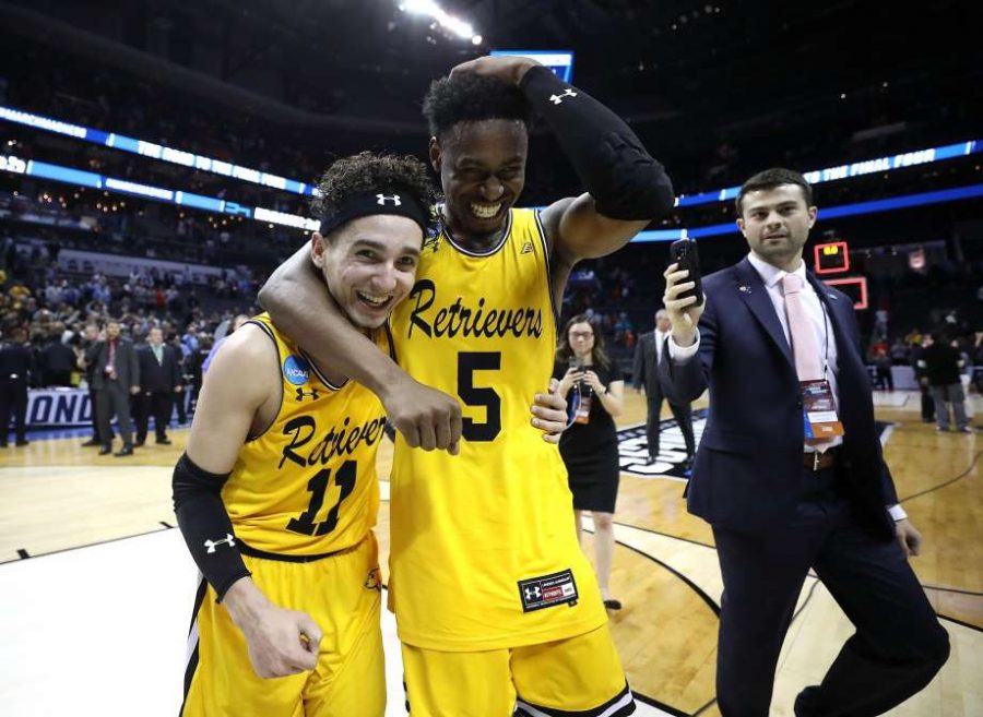 UMBC players following their win over one-seeded Virginia.