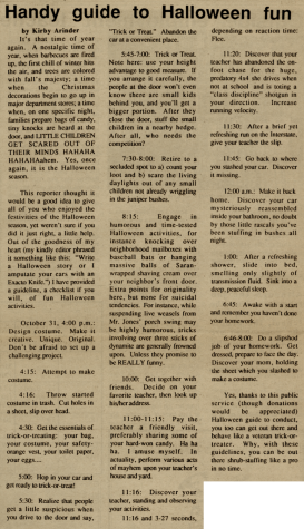 FROM THE ARCHIVES (Vol. XXI, No. 2 – Nov. 1990): “Handy guide to Halloween fun”