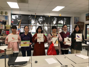 Chinese students display their work in one of Prep's art rooms