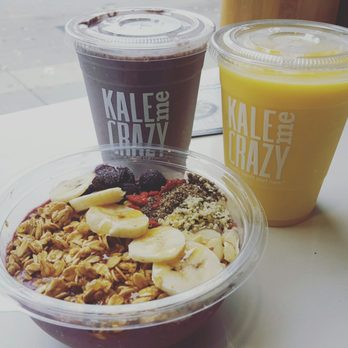 Delicious smoothies and an açaí bowl from Kale Me Crazy.