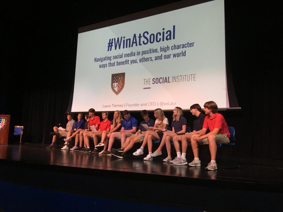 A panel of Prep students were selected to debate social-media issues at the Social Institute forum. 