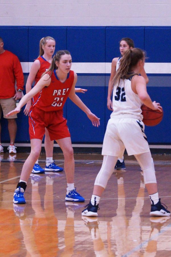 Julia Stradinger plays defense. 