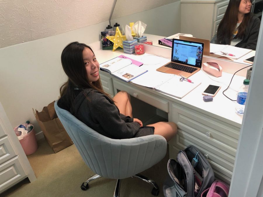 Rose Hsieh attends Ms. Watts class from her home. 
