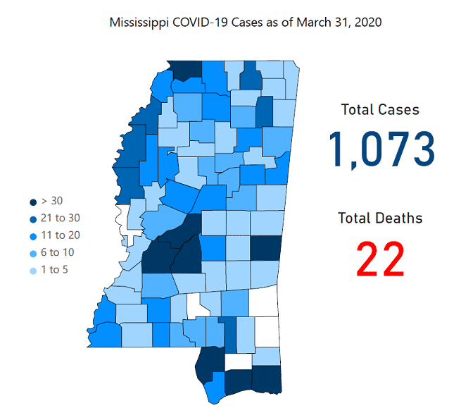 Statewide shelter in place order issued as Mississippi hits 1,000+ cases of COVID-19 (UPDATE 4/3)