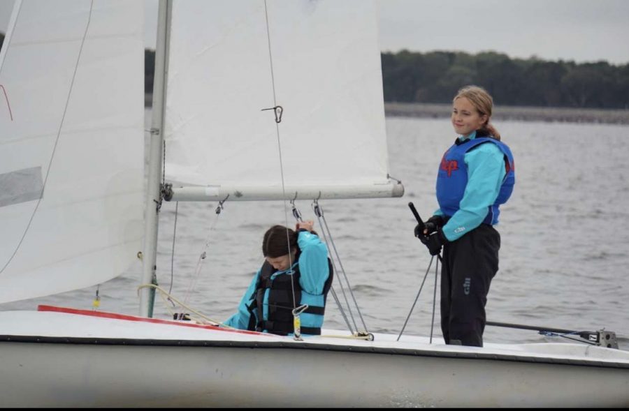 Allison Currie and Sophia Malone work on their sailing skills. 