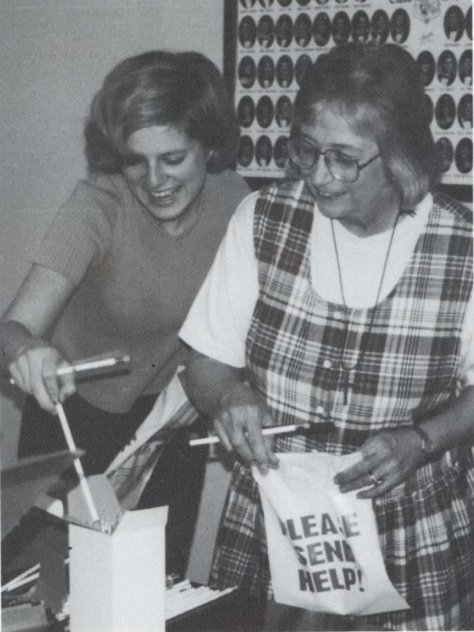 Elizabeth Shackelford (left) with longtime Prep social studies teacher Susanna Orr. 