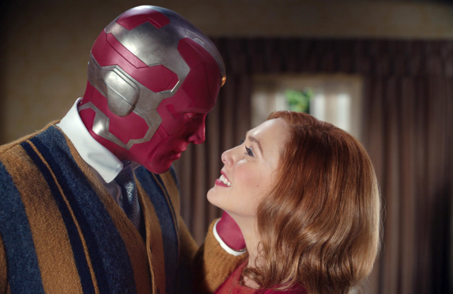 Paul Bettany and Elizabeth Olsen star as the Vision and Wanda Maximoff in Marvel Studios WandaVision