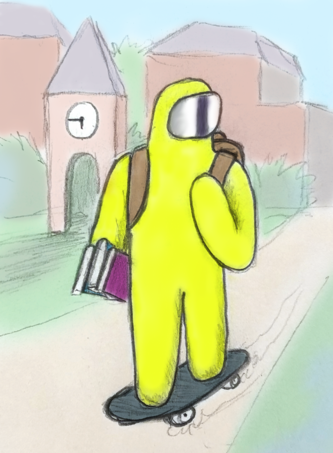 A student dresses for college during a pandemic.