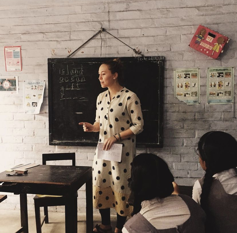 Caroline Jones teaching in India