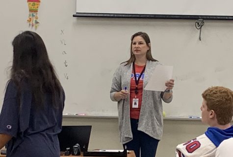 Ms. Sarah Shaw teaching in her Guyton Center classroom. 