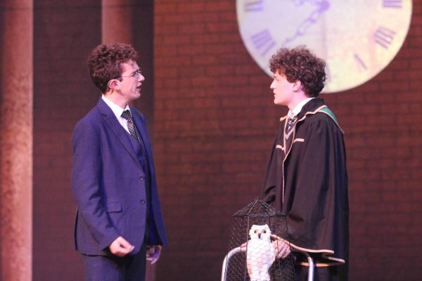 Harry Potter, a.k.a. The Boy Who Lived, a.k.a. Prep senior Charlie Faulk, confers with his son Albus (Briggs White). Photo courtesy of Catherine Faulk
